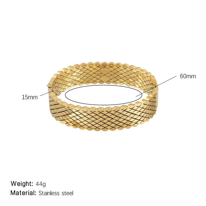 1 Stück Simple Series Retro Strip Edelstahl Goldfarben Damen Armreifen 