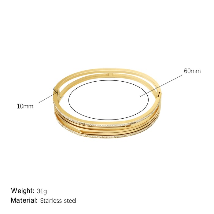 1 Stück Simple Series Classic Strip Edelstahl Goldfarben Damen Armreifen