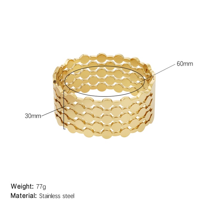1 Piece Modern Series Elegant Annular Patchwork Stainless Steel Gold Color Women's Bangles