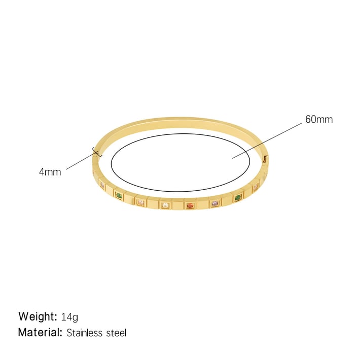 1 Stück Klassische Serie Elegante Mischfarben Edelstahl Gold Farbe Damen Armreifen 
