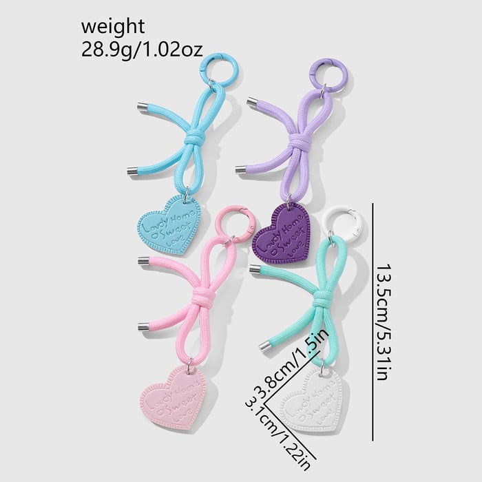 Leather Heart & Bow Knot Women's Bag Charms h5Picture2