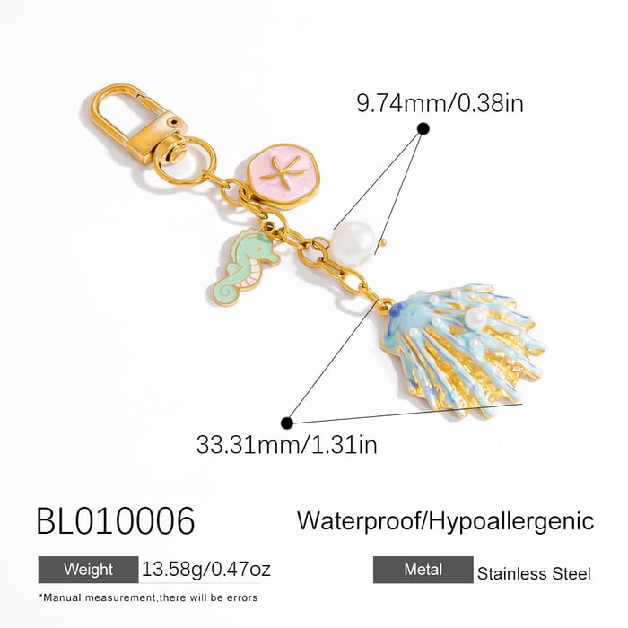 Retro Oceanic Stainless Steel Gold Color Bag Charms