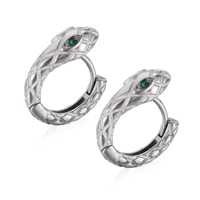 1 Piece Sophisticated Style Snake Head Stainless Steel Men's Hoop Earrings h5Picture2
