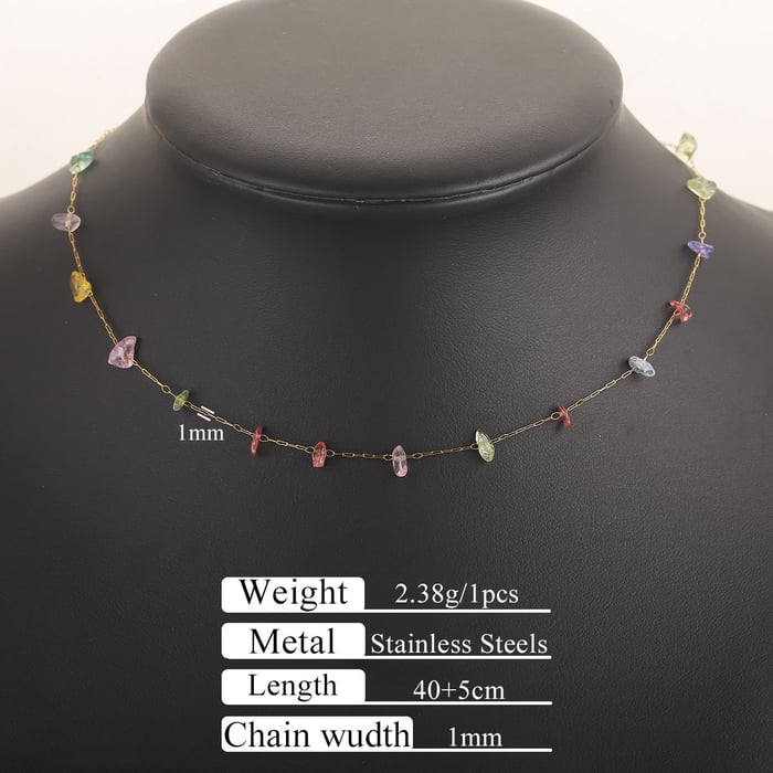 1 Piece Dazzling Beads Stainless Steel Gold Color Women's Chain Necklaces