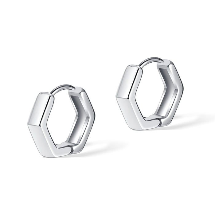 1 Paar minimalistische sechseckige Ohrstecker aus Edelstahl für Herren