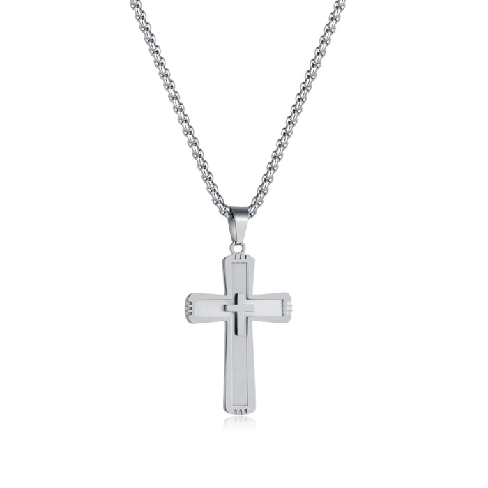 1 Piece Modern Cross Stainless Steel Gold Color Men's Pendant Necklaces