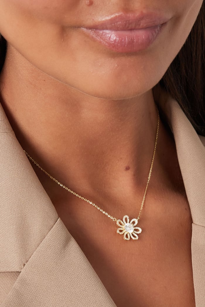 necklace rhinestones flower Picture3