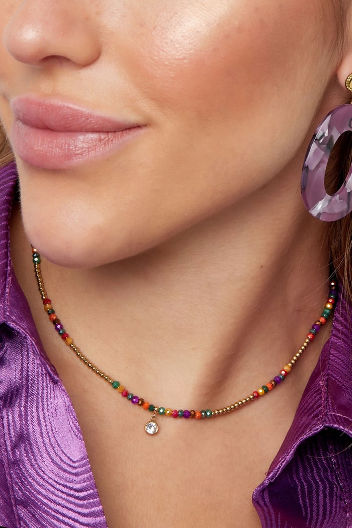Bunte Halskette aus Naturstein und Strass Bild3