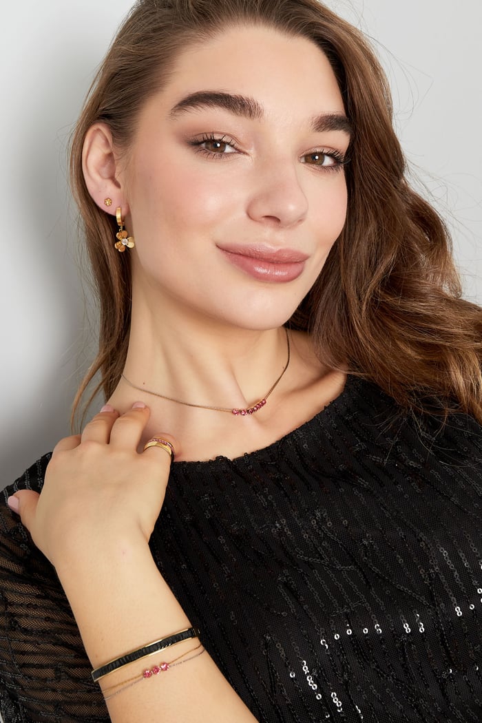 Necklace Gold color/silver with stone Picture4