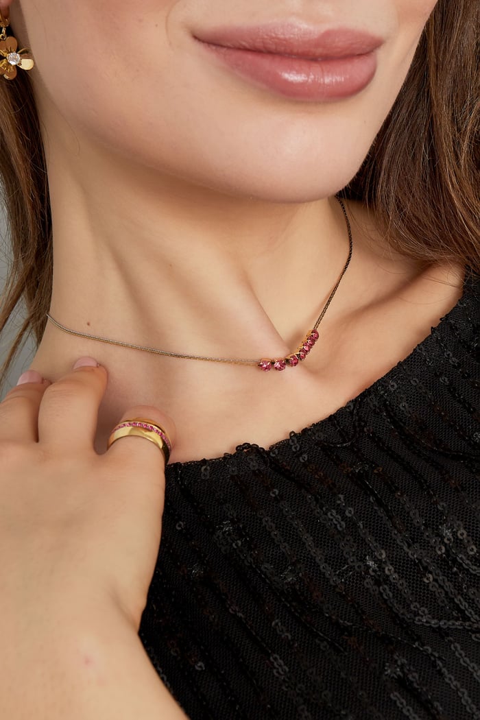 Necklace Gold color/silver with stone Picture3
