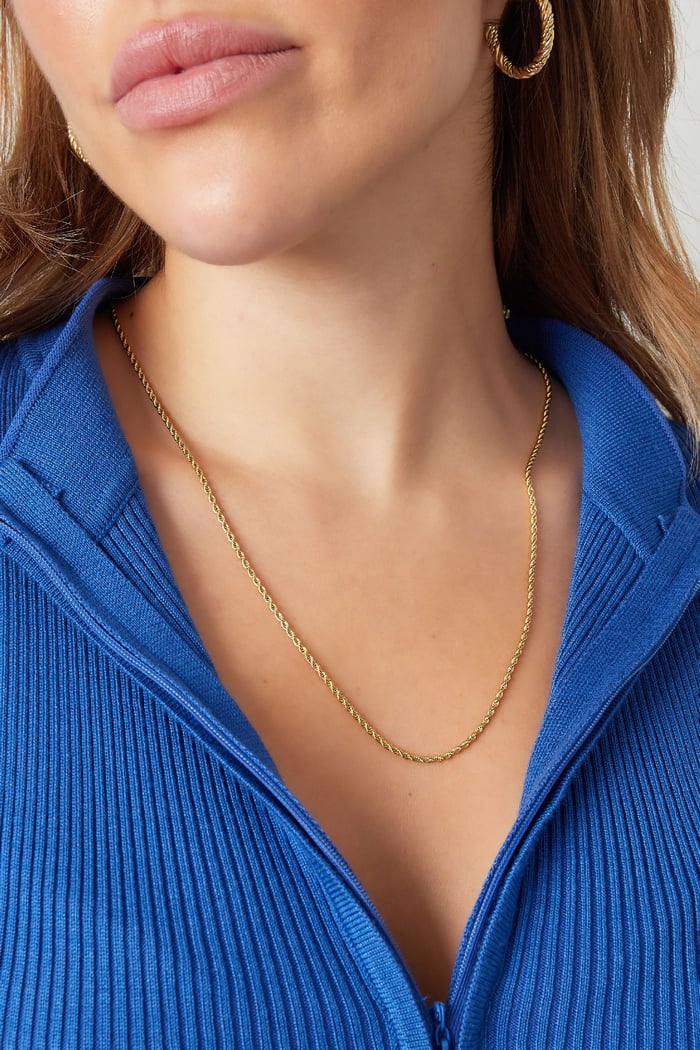 Unisex necklace twisted long - Gold Color - 2.0MM Picture3