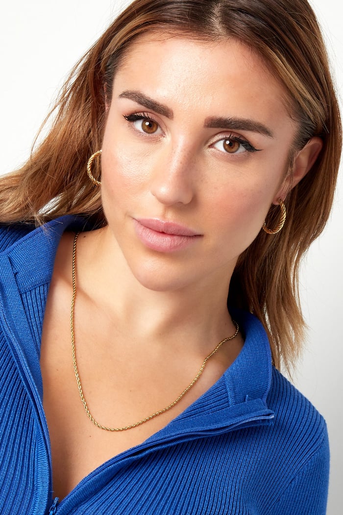 Unisex necklace twisted long - Gold Color - 2.0MM Picture4