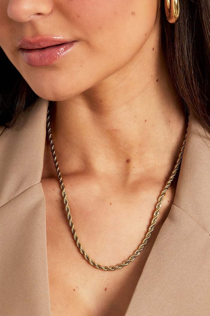 unisex necklace twisted 50cm - Gold color-4.0mm Picture3