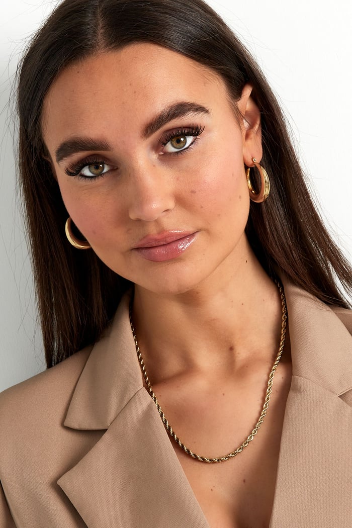 unisex necklace twisted 50cm - Gold color-4.0mm Picture4