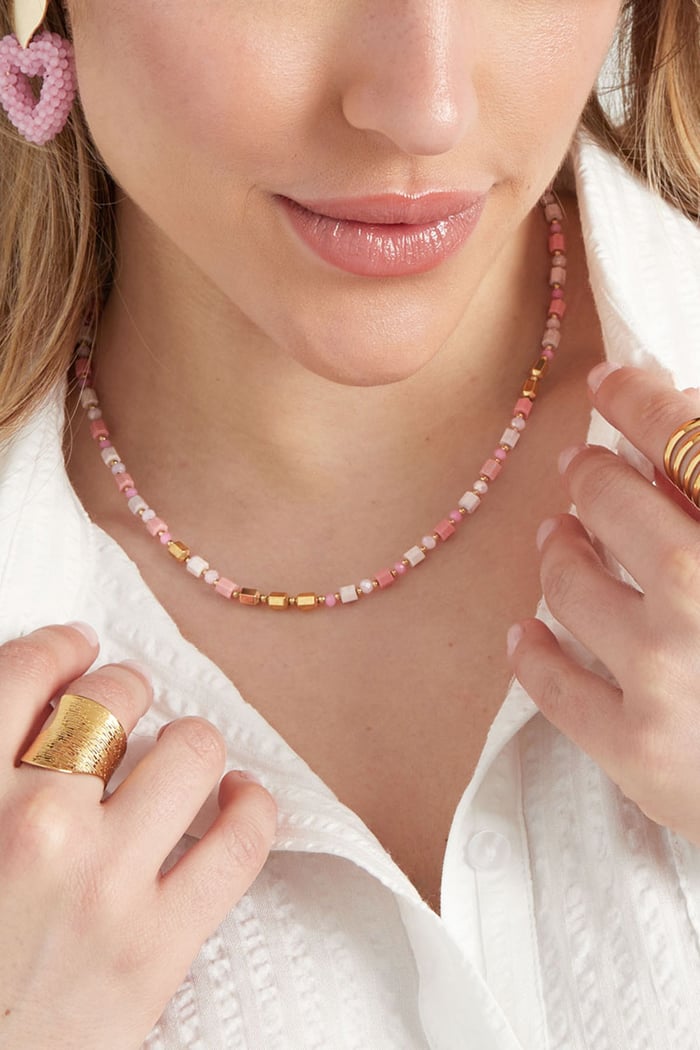 Kleurrijke festival ketting - blauw/Goud kleur Afbeelding6