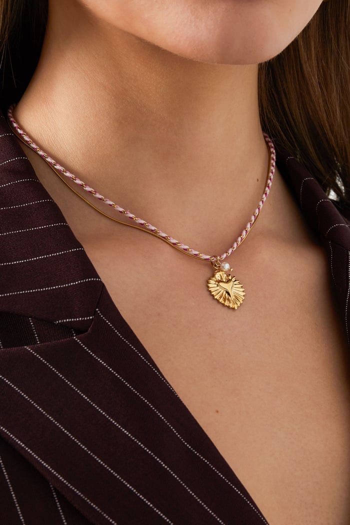 ketting colorful heartbeat - roze & (Pak met plastic zak) Afbeelding4