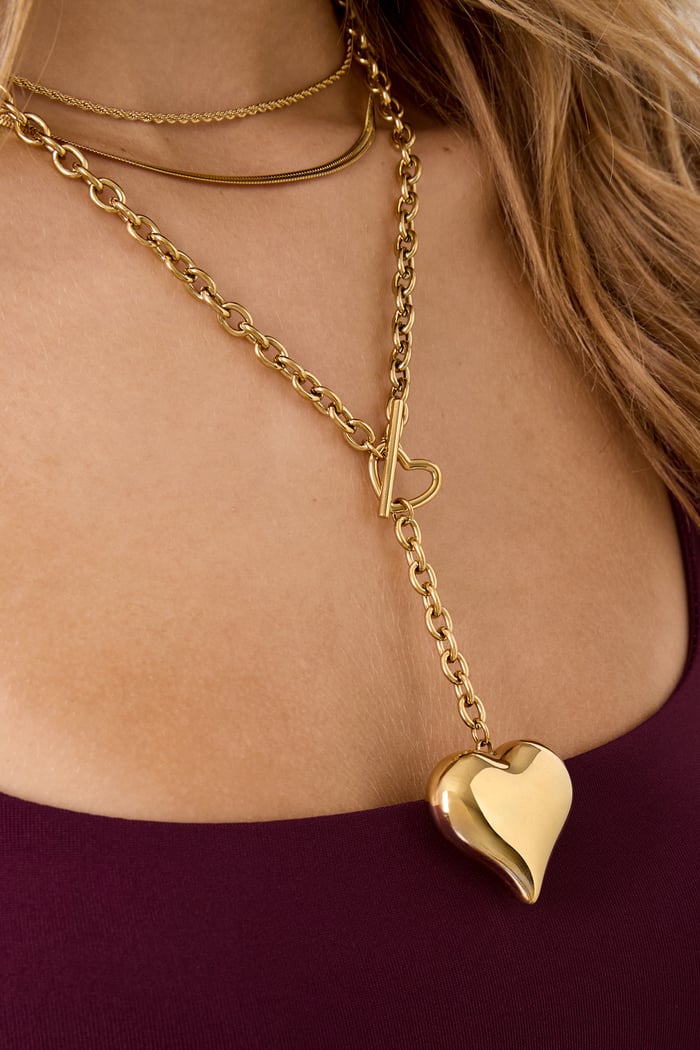 Collane con ciondolo in acciaio inossidabile a forma di cuore, casual, da donna, per tutti i giorni Immagine4