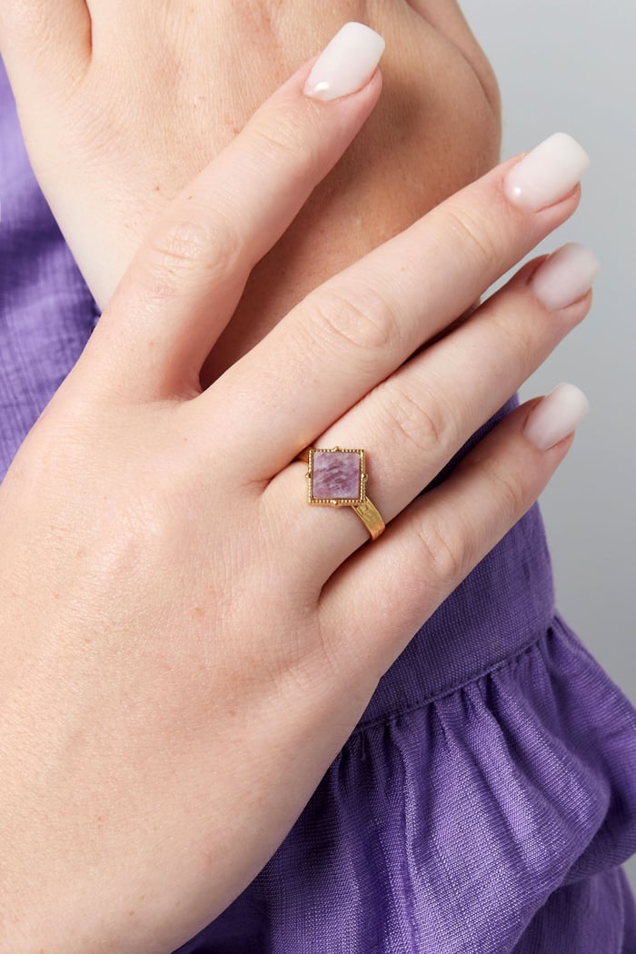 Ring diamond stone - Gold color/green h5Picture2