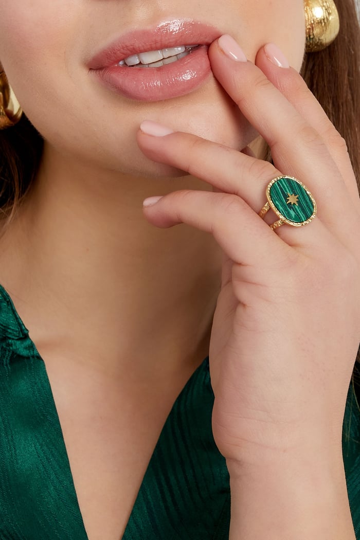Ring stone with star - Gold color/blue h5Picture3