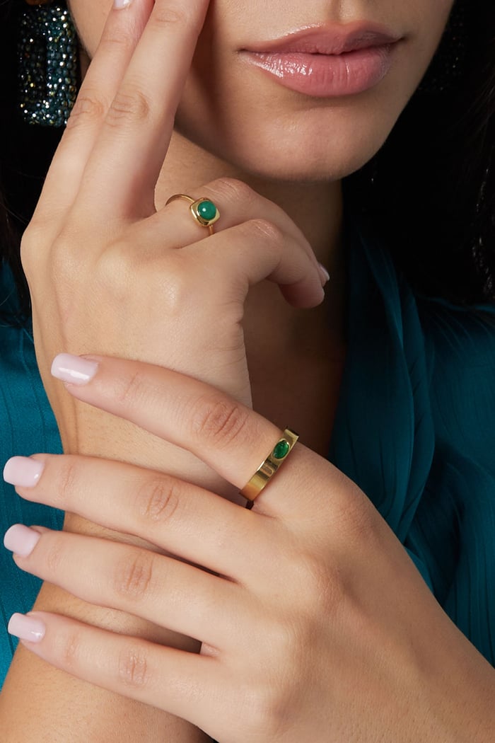 Anello punto colorato - Colore oro/verde h5Immagine2
