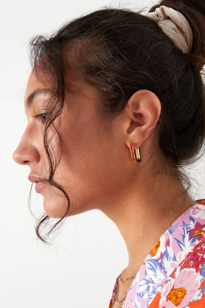 Earrings elongated stones - Gold color/white h5Picture3