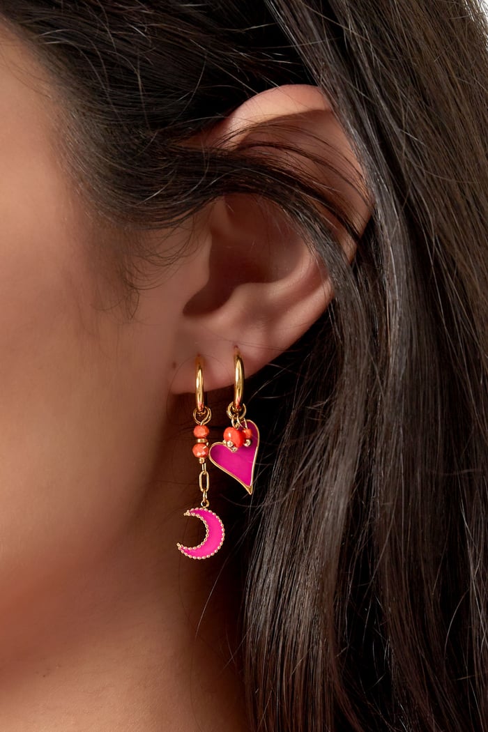 orecchino cuore con perline rosa h5Immagine3