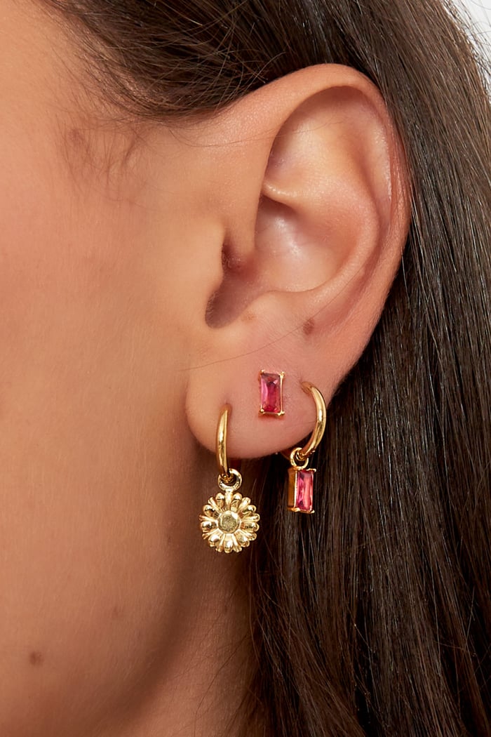 Earrings elongated stone - Gold color/white h5Picture3