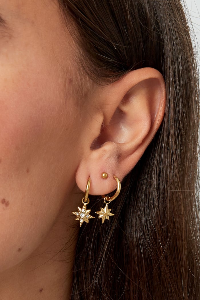 Earrings star with stones - Gold color/white Picture3