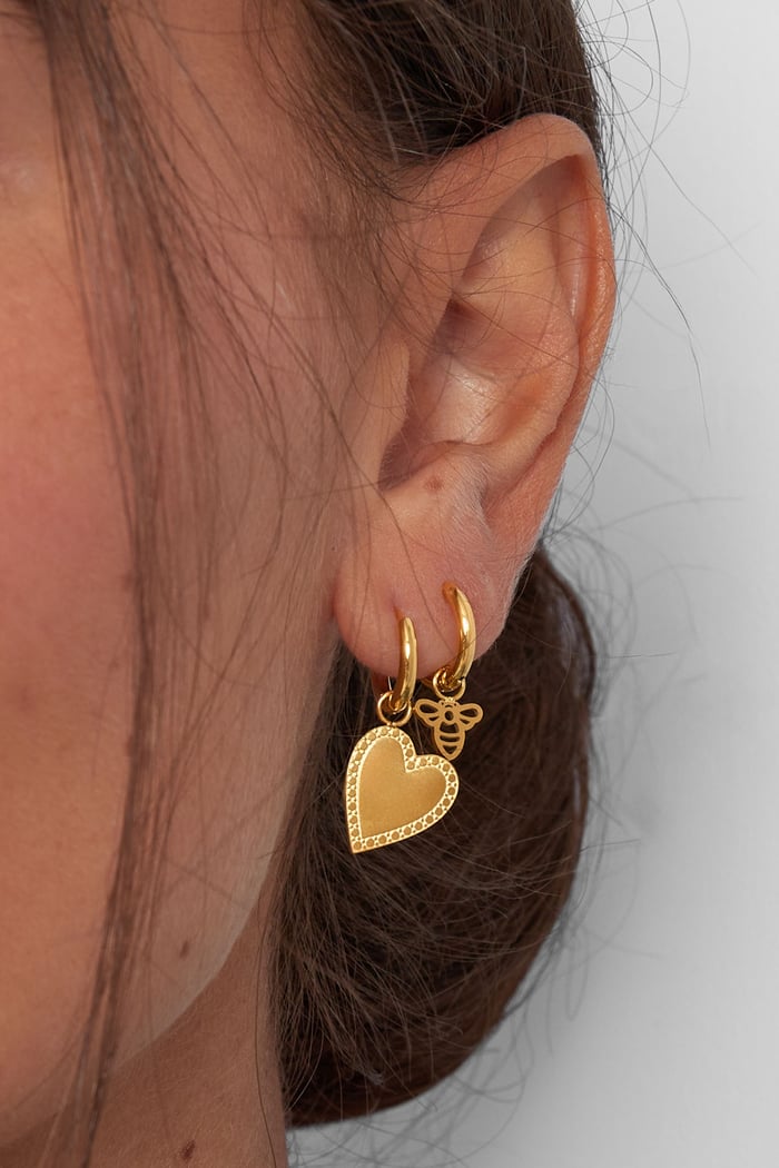 Earrings minimalist elegant heart - Silver Color color h5Picture3
