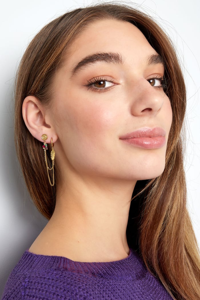 earring with stud beads and feather h5Picture4