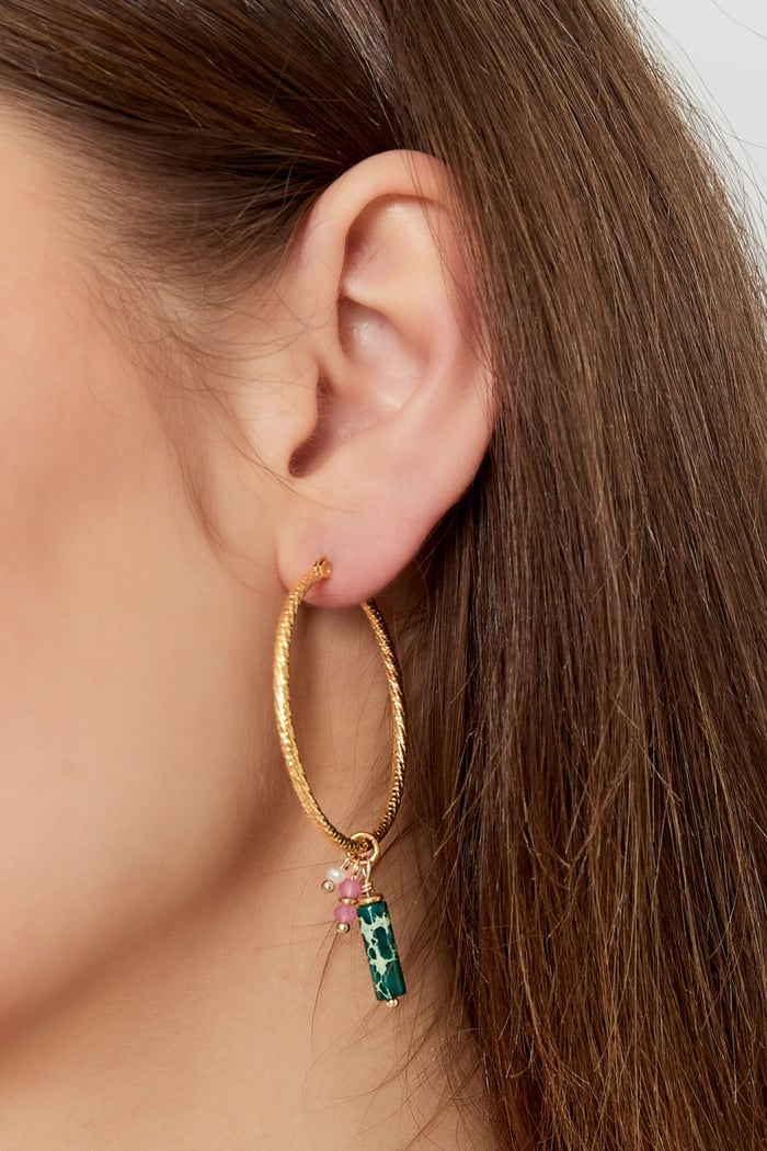 earrings relief with natural stone and pearl Picture3