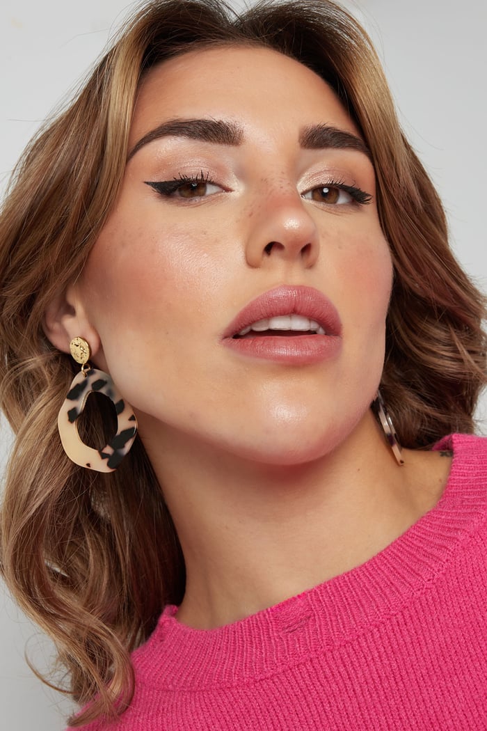 Aesthetic earrings with print - camel/Gold color Picture3