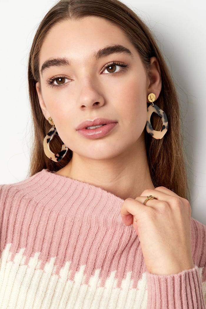 Aesthetic earrings with print - camel/Gold color h5Picture2