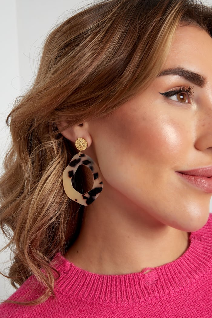 Aesthetic earrings with print - camel/Gold color Picture5