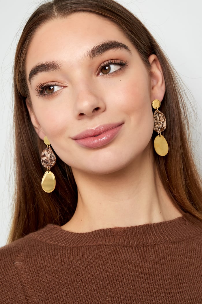 Earrings aesthetic coins - Gold color/green h5Picture2