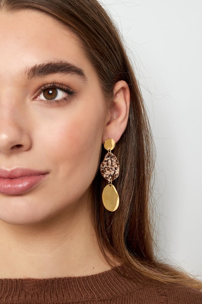 Earrings aesthetic coins - Gold color/green h5Picture4