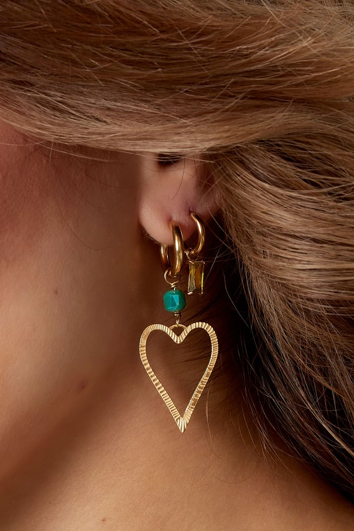 Earrings heart with stone - Gold color/lilac h5Picture3