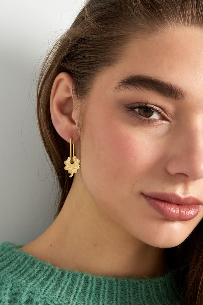 earrings elongated with flower Picture2