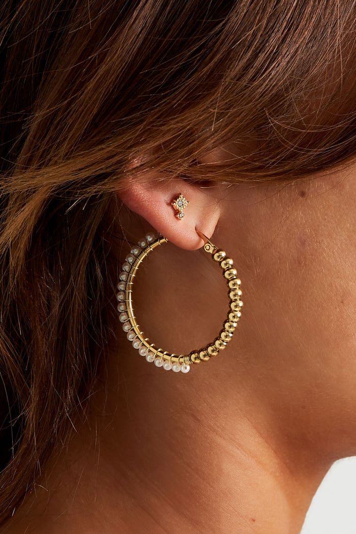 Chic earring with double rhinestones - Silver Color color h5Picture3