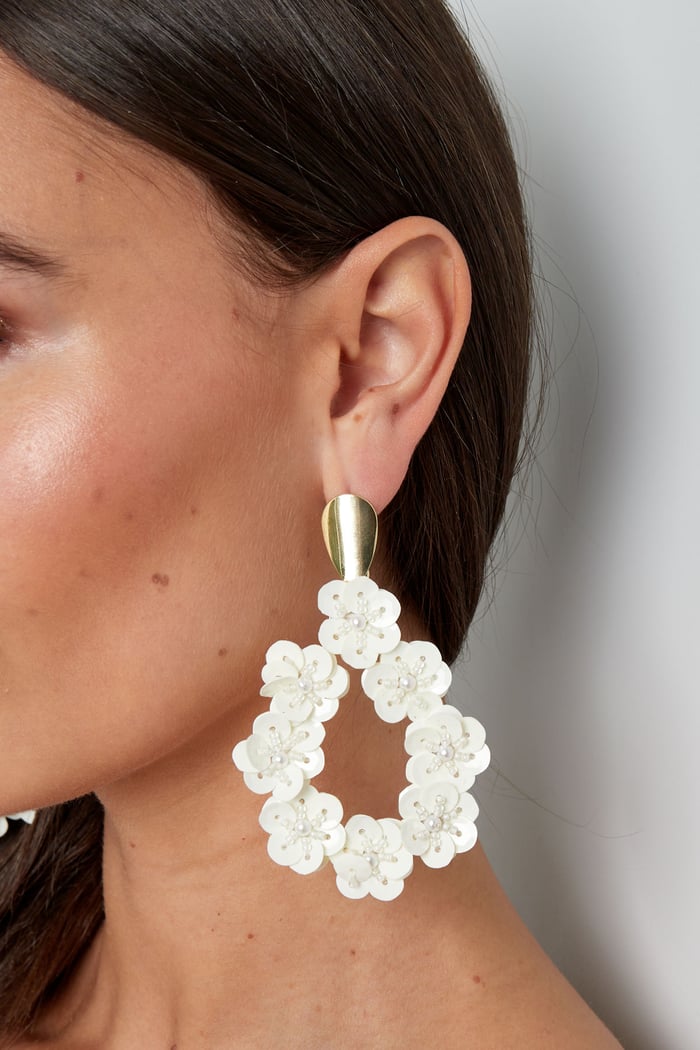 Round floral statement earrings - green/Gold color h5Picture3