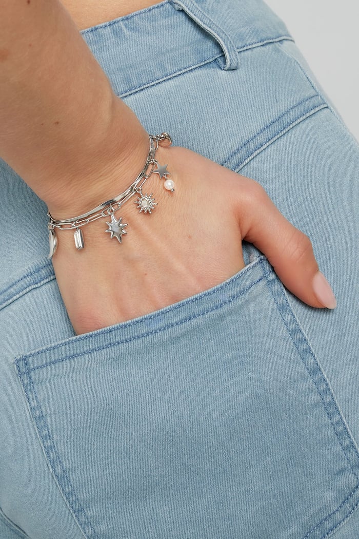 Tag- und Nacht-Charm-Armband – Goldfarbe - Goldfarbefarbe h5Bild2