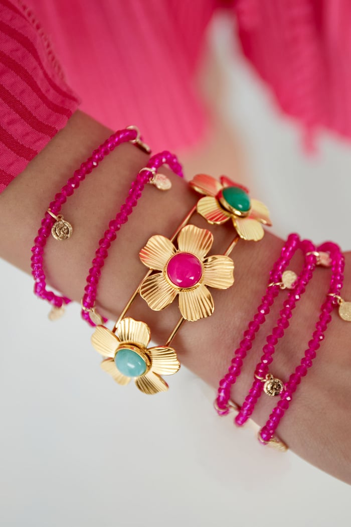 Böhmisches Blumenarmband mit Steinen – Goldfarbe - Goldfarbefarbe h5Bild2