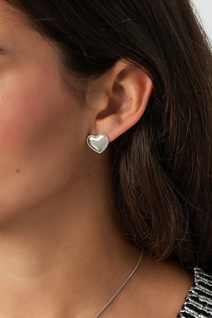 Small Heart studs earrings - Silver Color color h5Picture3