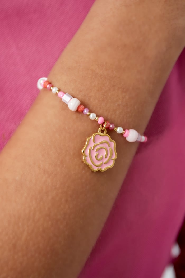 Pulsera de cuentas de rosas - Color rosa y dorado h5Imagen5
