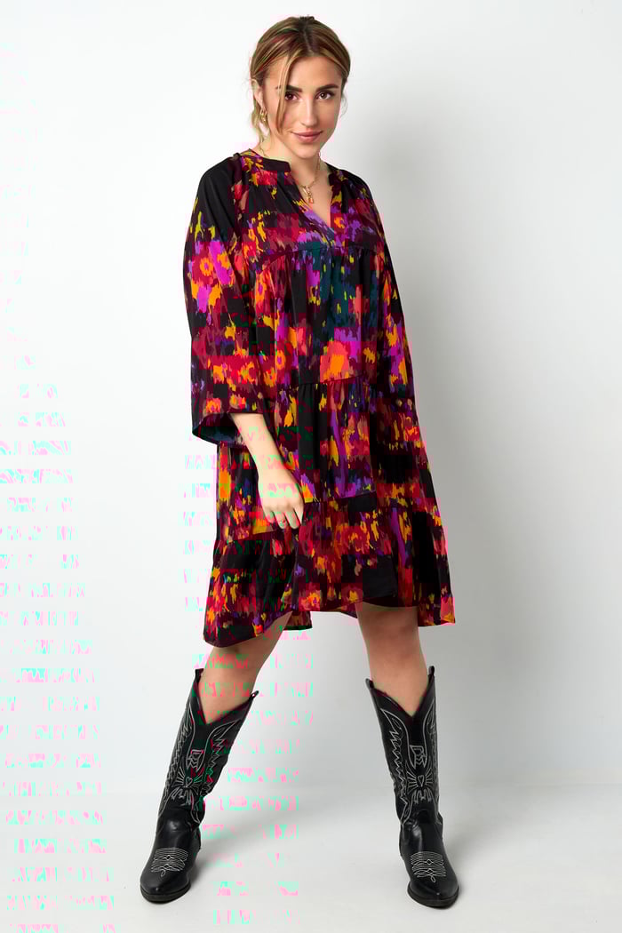 Kleid mit dreiviertel Ärmeln, lila bedruckt h5Bild7