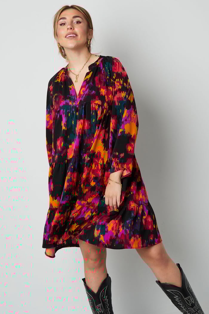 Kleid mit dreiviertel Ärmeln, lila bedruckt h5Bild3