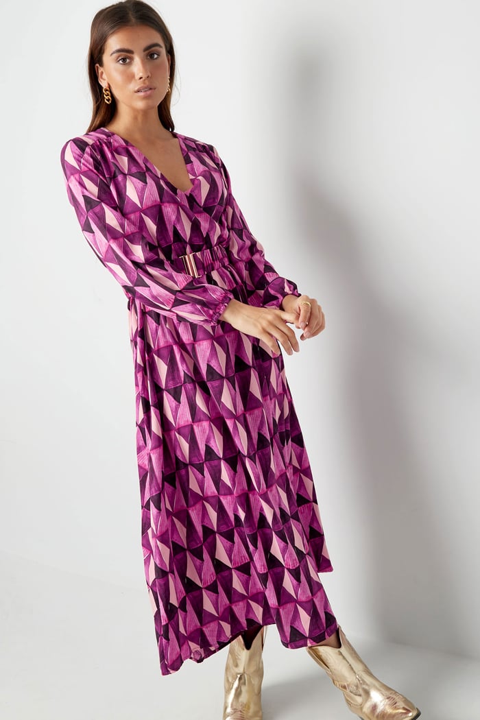 Robe longue imprimé rétro vert Image5