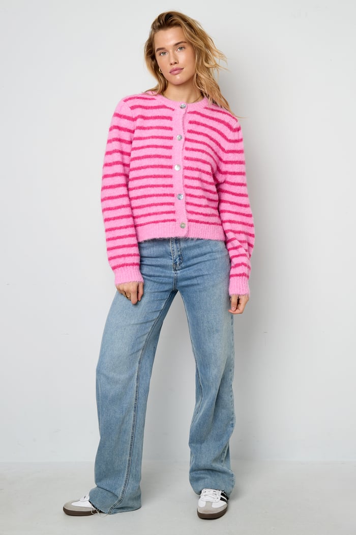 Polyester fiber (polyester) Knit cardigan Stripes Casual Fall/Winter  Clothes Picture5