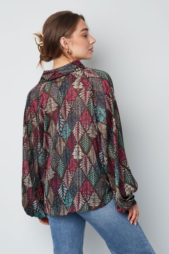 Blouse autumn print green multi Picture7