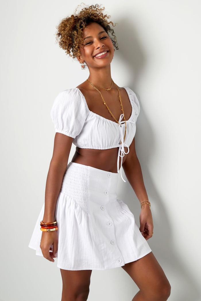 Skirt with buttons and smock detail White S Picture3